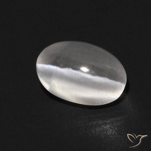 Sillimanite Occhio di Gatto Bianco trasparente naturale da 0.86 ct, Ovale, Trasparente