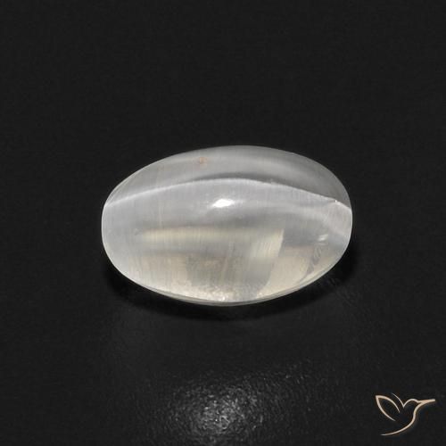 0.89ct Naturale Bianco caldo Sillimanite effetto occhio di gatto, Ovale, Trasparente