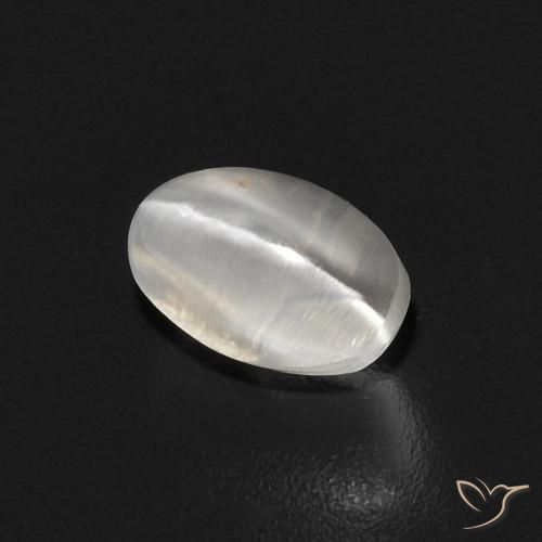 Sillimanite Occhio di Gatto Bianco caldo naturale da 0.89 ct, Ovale, Trasparente