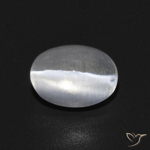 0.91ct Naturale Bianco Sillimanite effetto occhio di gatto, Ovale, Trasparente