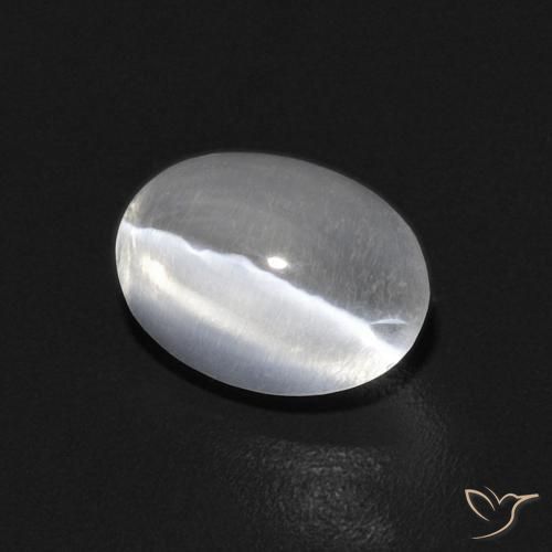 Sillimanite Occhio di Gatto Bianco naturale da 0.91 ct, Ovale, Trasparente