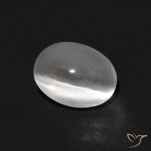 0.84ct Naturale Bianco Sillimanite effetto occhio di gatto, Ovale, Trasparente