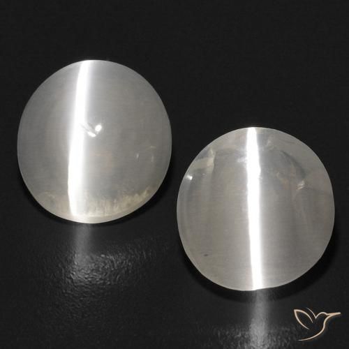 2.68ctw Naturale Bianco caldo Sillimanite effetto occhio di gatto, Ovale, Trasparente