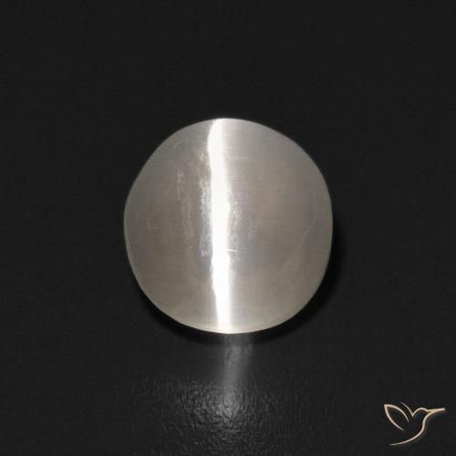 0.90ct Naturale Bianco caldo Sillimanite effetto occhio di gatto, Ovale, Trasparente