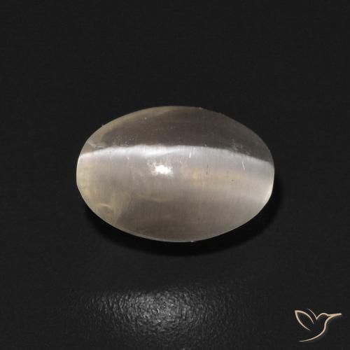 0.81ct Naturale Bianco caldo Sillimanite effetto occhio di gatto, Ovale, Trasparente