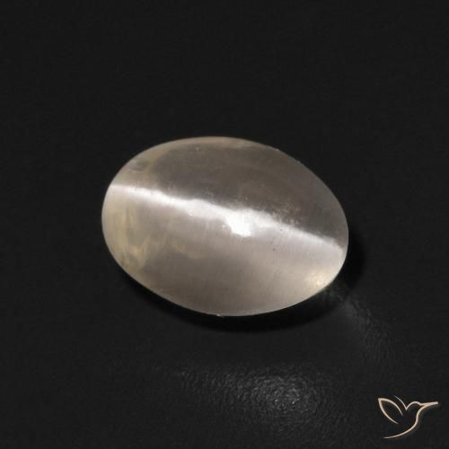 Sillimanite Occhio di Gatto Bianco caldo naturale da 0.81 ct, Ovale, Trasparente