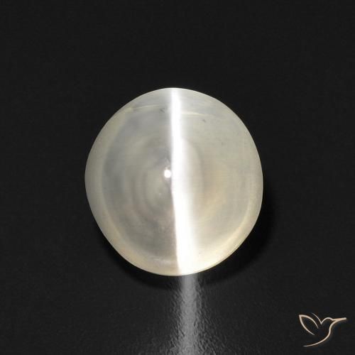 1.58ct Naturale Bianco caldo Sillimanite effetto occhio di gatto, Ovale, Trasparente