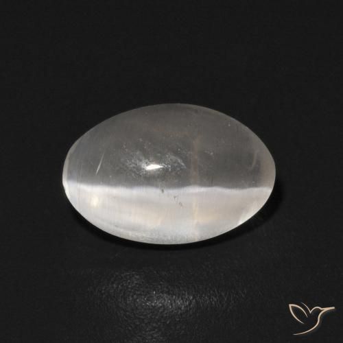 0.94ct Naturale Bianco caldo Sillimanite effetto occhio di gatto, Ovale, Trasparente