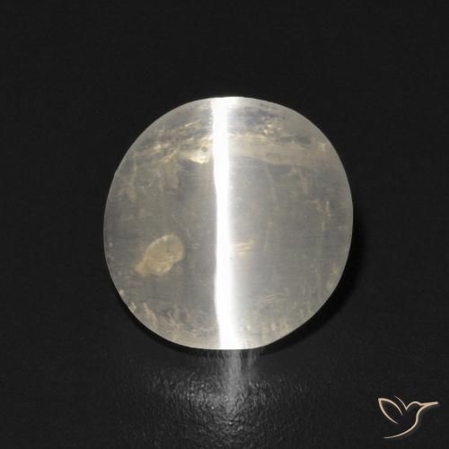 1.17ct Naturale Bianco caldo Sillimanite effetto occhio di gatto, Ovale, Trasparente