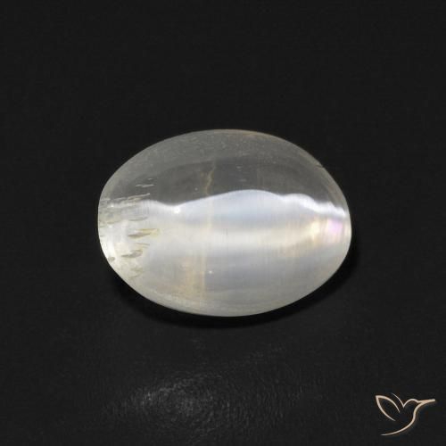 0.97ct Naturale Bianco caldo Sillimanite effetto occhio di gatto, Ovale, Trasparente