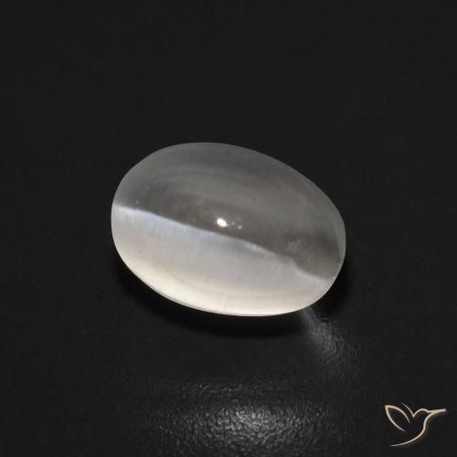 1.27ct Naturale Grigio molto chiaro Sillimanite effetto occhio di gatto, Ovale, Trasparente