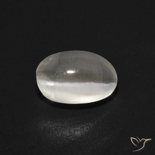 0.74ct Naturale Grigio molto chiaro Sillimanite effetto occhio di gatto, Ovale, Trasparente