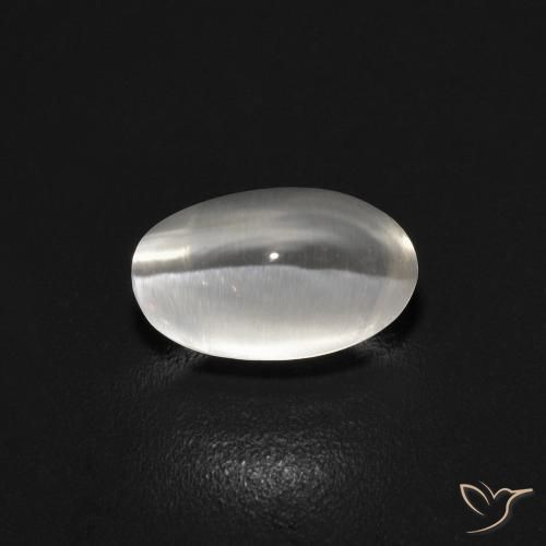 0.89ct Naturale Grigio molto chiaro Sillimanite effetto occhio di gatto, Ovale, Trasparente
