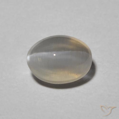 1.00ct Naturale Grigio chiaro Sillimanite effetto occhio di gatto, Ovale, Traslucido