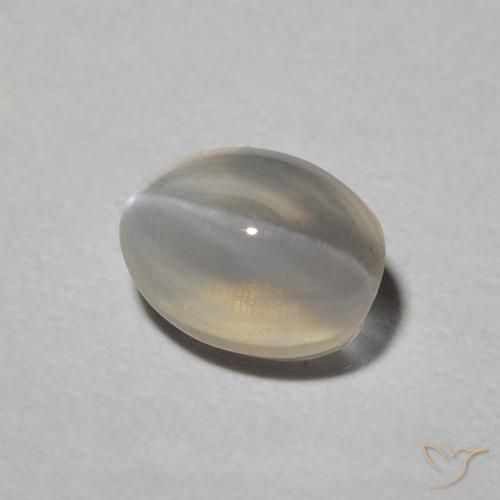 Sillimanite Occhio di Gatto Grigio chiaro naturale da 1.00 ct, Ovale, Traslucido