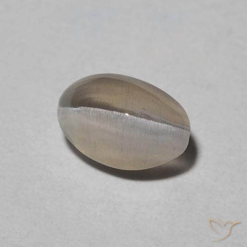 Sillimanite Occhio di Gatto Warm Grey naturale da 0.97 ct, Ovale, Traslucido