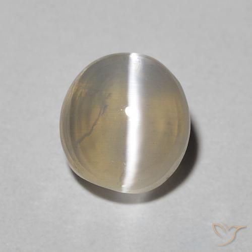 1.49ct Naturale Warm Grey Sillimanite effetto occhio di gatto, Ovale, Traslucido
