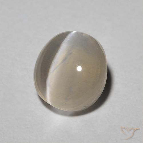Sillimanite Occhio di Gatto Warm Grey naturale da 1.49 ct, Ovale, Traslucido