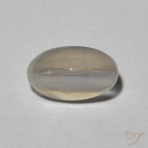 1.31ct Naturale Warm Grey Sillimanite effetto occhio di gatto, Ovale, Traslucido