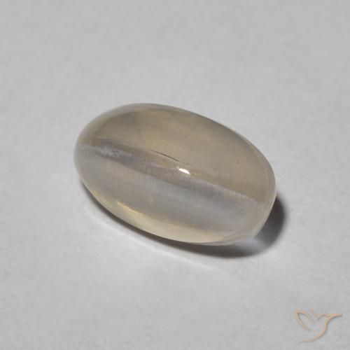Sillimanite Occhio di Gatto Warm Grey naturale da 1.31 ct, Ovale, Traslucido