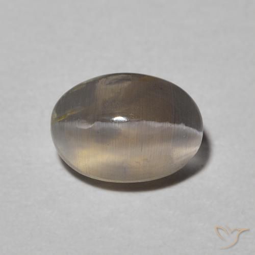 0.99ct Naturale Grigio chiaro Sillimanite effetto occhio di gatto, Ovale, Traslucido