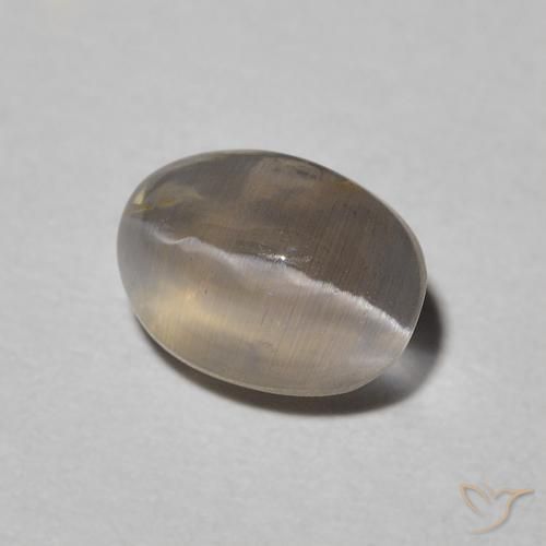 Sillimanite Occhio di Gatto Grigio chiaro naturale da 0.99 ct, Ovale, Traslucido