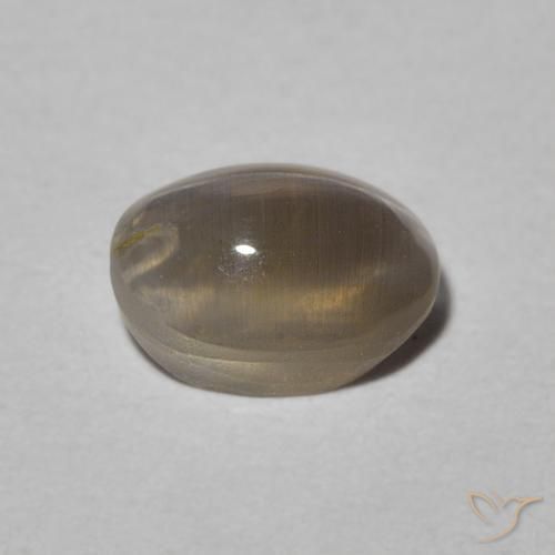Sillimanite Occhio di Gatto Grigio chiaro naturale da 0.99 ct, Ovale, Traslucido