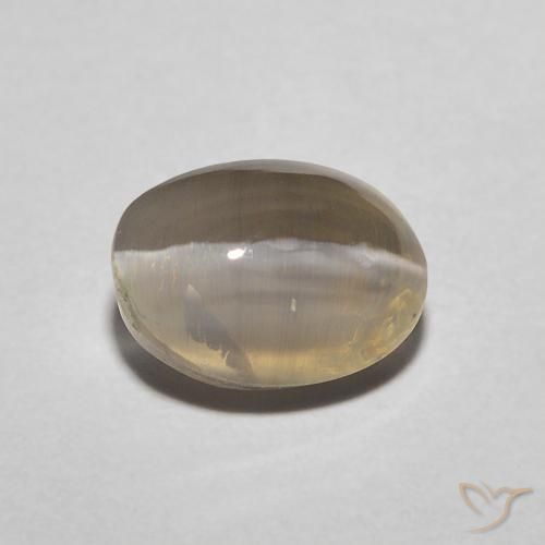 1.32ct Naturale Marrone Giallo Chiaro Sillimanite effetto occhio di gatto, Ovale, Traslucido