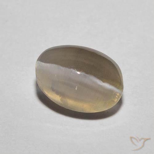 Sillimanite Occhio di Gatto Marrone Giallo Chiaro naturale da 1.32 ct, Ovale, Traslucido