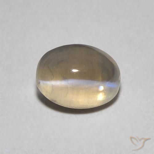 0.95ct Naturale Marrone Giallo Chiaro Sillimanite effetto occhio di gatto, Ovale, Trasparente