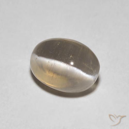 Sillimanite Occhio di Gatto Marrone Molto Chiaro naturale da 1.29 ct, Ovale, Trasparente