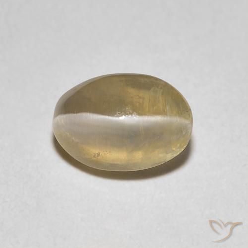 1.08ct Naturale Marrone Molto Chiaro Sillimanite effetto occhio di gatto, Ovale, Trasparente