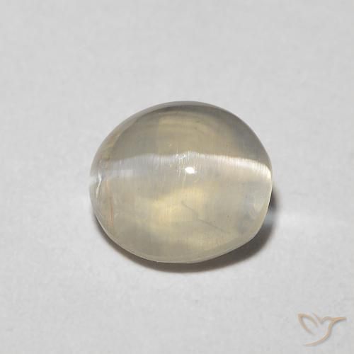 1.08ct Naturale Bianco caldo Sillimanite effetto occhio di gatto, Ovale, Trasparente