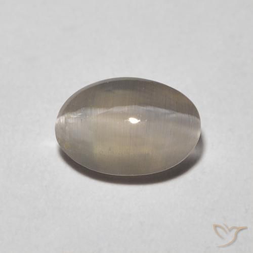0.98ct Naturale Grigio molto chiaro Sillimanite effetto occhio di gatto, Ovale, Trasparente