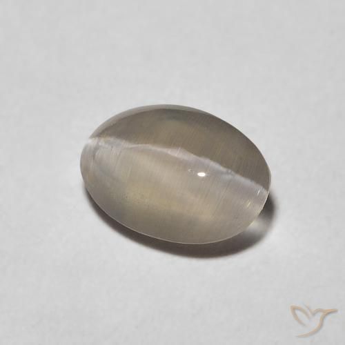 Sillimanite Occhio di Gatto Grigio molto chiaro naturale da 0.98 ct, Ovale, Trasparente
