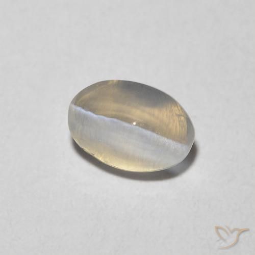 Sillimanite Occhio di Gatto Bianco caldo naturale da 0.81 ct, Ovale, Trasparente
