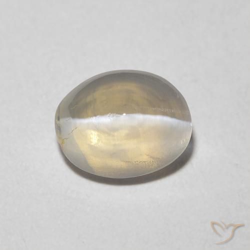 1.22ct Naturale Bianco caldo Sillimanite effetto occhio di gatto, Ovale, Trasparente