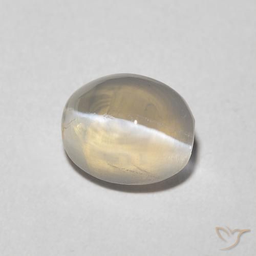 Sillimanite Occhio di Gatto Bianco caldo naturale da 1.22 ct, Ovale, Trasparente