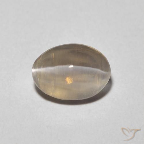 1.23ct Naturale Marrone Molto Chiaro Sillimanite effetto occhio di gatto, Ovale, Trasparente