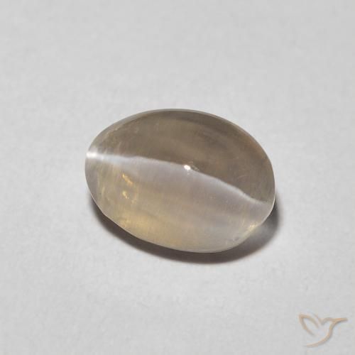 Sillimanite Occhio di Gatto Marrone Molto Chiaro naturale da 1.23 ct, Ovale, Trasparente