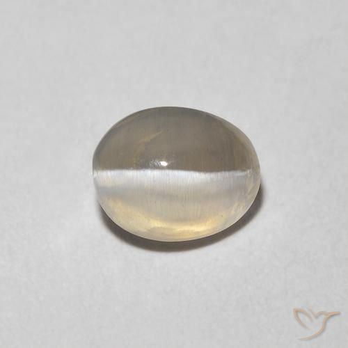 1.16ct Naturale Grigio molto chiaro Sillimanite effetto occhio di gatto, Ovale, Trasparente