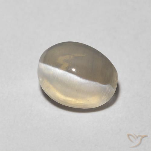 Sillimanite Occhio di Gatto Grigio molto chiaro naturale da 1.16 ct, Ovale, Trasparente