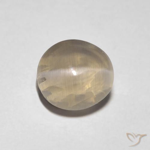 1.31ct Naturale Marrone Molto Chiaro Sillimanite effetto occhio di gatto, Ovale, Trasparente
