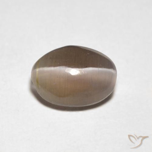 0.88ct Naturale Marrone medio Sillimanite effetto occhio di gatto, Ovale, Trasparente