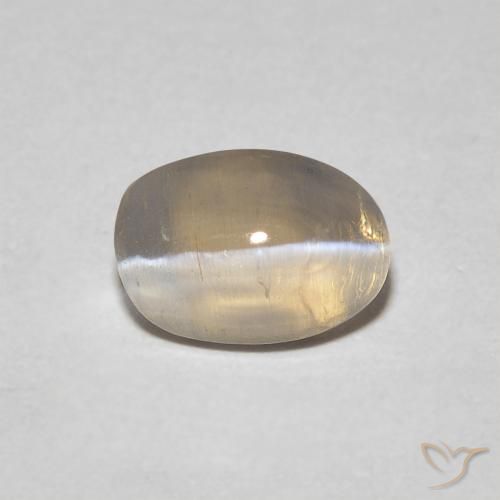 0.93ct Naturale Marrone Giallo Chiaro Sillimanite effetto occhio di gatto, Ovale, Trasparente