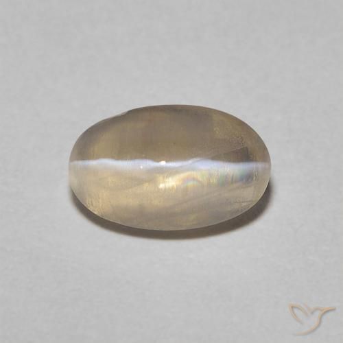 Sillimanite Occhio di Gatto Marrone Giallo Chiaro naturale da 0.76 ct, Taglio ovale, Trasparente