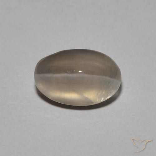 1.40ct Naturale Marrone Molto Chiaro Sillimanite effetto occhio di gatto, Ovale, Trasparente