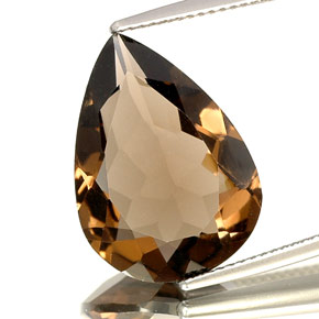 Quarzo fumé naturale marrone da 10,97 ct, taglio a pera, VVS