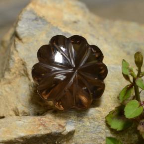 Quarzo fumé naturale marrone da 12,12 ct, taglio fiore, trasparente