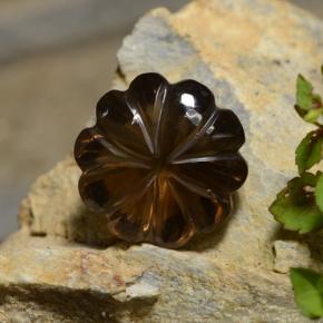Quarzo fumé naturale marrone da 12,12 ct, taglio fiore, trasparente